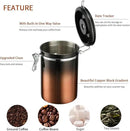 malmo Coffee Canister, Airtight Coffee Container with Date Tracker Lid, Stainless Steel Canister for Kitchen Food Storage (Black-Copper, 22oz) by CozyNest Decor