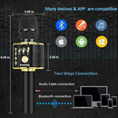 BONAOK Wireless Bluetooth Karaoke Microphone, 3-in-1 Portable Handheld Mic Speaker Machine for All Smartphones, Gifts to Girls Boys Kids Adults All Age Q37(Black Gold) by TinyTreasures Baby Boutique