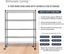 60"x24"x72" PRIME HEAVY DUTY Black 5-Tier Wire Shelving NSF 3000 LBS MAX Capacity Storage Rack for Commercial, School, Home, Garage, Warehouse, Industrial, and Hospital Uses (with Wheels) by CozyNest Decor