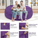 7FT Bean Bag Chair, Large Bean Bag Chairs with Memory Foam Filled, Fluffy Beanbag Sofa with Dutch Velvet Cover, Round BeanBag Chairs for Living Room, Playroom - Purple by TinyTreasures Baby Boutique