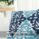 HWY 50 Blue Decorative Throw Pillow Covers 18x18 Inch (1 Piece), Embroidered Cotton Farmhouse Cushion Cover Pillow Case for Sofa Couch Living Room Bed Bedroon, Floral Geometric by CozyNest Decor