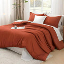 Litanika Comforters Burnt Orange Oversized King Size, 3 Pieces Lightweight Solid Bedding Comforter Set, All Season Fluffy Bed Set (120x98In Comforter & 2 Pillowcases) by CozyNest Decor