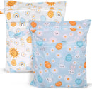 2pcs Travel Waterproof Laundry Bag, Cloth Diaper Wet Dry Bags with Handle 2 Zipper Pockets Washable Dirty Clothes Travelling Hanging Bathing Beach Daycare Yoga Gym Sports Exercise Swimsuits by TinyTreasures Baby Boutique