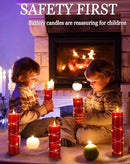 Red Flameless Candle with Remote Control LED Candle with String Lights Battery Powered Flameless Candle4'' 5'' 6'' 7'' 8'' Candles of 5 Pcs by CozyNest Decor
