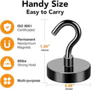 MIKEDE Black Magnetic Hooks, 80Lbs Heavy Duty Earth Magnets with Hooks for Cruise Cabin, Strong Magnet Hooks for Hanging, Super Metal Magnetic Hanger for Grill, Fridge, Kitchen - Pack of 10 by CozyNest Decor