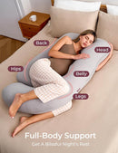 Momcozy Pregnancy Pillows for Sleeping, U Shaped Full Body Pillow for Pregnancy Women with Removable Jersey Cotton Cover, 57 Inch Maternity Pillow, Grey by TinyTreasures Baby Boutique