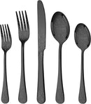 20 Pcs Black Silverware Set for 4 with Classical Flower Embossed Design, Food Grade Stainless Steel Flatware Set, Eating Utensils Sets Include Fork/Knife/Spoon, Cutlery Set, Dishwasher Safe by CozyNest Decor