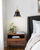 Black Wall Sconce, HWH Industrial Indoor Wall Light Fixture, Single Wall Vanity Light Gooseneck Barn Wall Lamp with Hammered Metal Shade, Black and Gold Finish, 5HZG74B BK+BG by CozyNest Decor