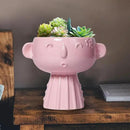 Face Pots for Plants - 7 Inch Ceramic Face Planters Pots Head for Indoor Outdoor, Small Funny Succulent Planters with Drainage Hole, House Room Apartment Decor, Gifts for Women, Bright Pink by GreenHaven Gardens