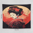 Japanese Woman Geisha Tapestry Asian Cherry Blossom Red Sun Traditional Kimono Folk Tapestries Home Decor for Living Room Bedroom Apartment Farmhouse Dorm 60"x50" by CozyNest Decor