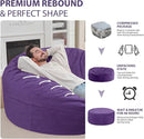 6FT Bean Bag Chair, Large Bean Bag Chairs with Memory Foam Filled, Fluffy Beanbag Sofa with Dutch Velvet Cover, Round BeanBag Chairs for Living Room, Playroom - Purple by TinyTreasures Baby Boutique