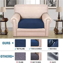 H.VERSAILTEX Super Stretch Individual Seat Cushion Covers Sofa Covers Couch Cushion Covers Slipcover Sets Thick Jacquard Textured Twill Fabric (1 Piece Chair Cushion Cover, Navy) by CozyNest Decor
