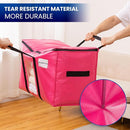TAILI 4 Pack Pink Extra Large Moving Bags, Heavy Duty Totes with Visible Window, Wrap Around Handles, Great for Storage, Space-Saving by TinyTreasures Baby Boutique