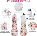 DLY Gardening Gloves for Women, Rose Gloves Gardening Thorn Proof, Long Garden Gloves for Women, Breathable Cowhide Leather Gauntlet(X-Large,White) by GreenHaven Gardens