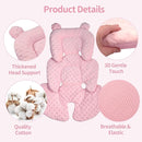 3in1 Reversible Carseat Head Body Support Newborn,3D Minnky Infant Car Seat Insert,Extra Soft Breathable Baby Car Seat Pillow Cushion Boys Girls,fit Stroller,Bouncer,Swing(Pink) by TinyTreasures Baby Boutique