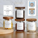 16 OZ Stackable Glass Food Storage Jars with 132 Pantry Labels Preprinted - 6 Pcs Thicken Glass Storage Containers with Airtight Acacia Lid - Clear Kitchen Canister for Spice, Tea, Coffee, Sugar by CozyNest Decor
