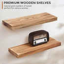Fun Memories European Pine Floating Shelves for Wall, Mounted Shelf for Decor Storage Set of 2 - Natural Rustic Wooden Wall Shelf for Kitchen Bathroom Living Room Bedroom Farmhouse - Carbonized by CozyNest Decor