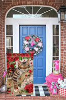 BLKWHT Valentines Cat Garden Flag 12x18 Vertical Double Sided Red Roses Spring Farmhouse Holiday Outside Decorations Burlap Yard Flag BW757 by GreenHaven Gardens