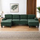 Karl home U-Shape Sectional Sofa Couch 111" Modern 4-Seat Sofa with Chaises Chenille Fabric Upholstered Covertible Couch with Wood Grain Legs for Living Room, Reception Room, Apartment, Green by CozyNest Decor