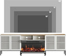 3-Sided Glass Farmhouse Fireplace TV Stand for TVs Up to 100 Inch, Entertainment Center with 36" Electric Fireplace, TV Console with Storage Cabinets for Living Room, Antique White by CozyNest Decor
