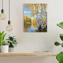 Poplar trees beside the blue sky and white clouds are suitable for living rooms bedrooms and offices Landscape posters and wall paintings by CozyNest Decor