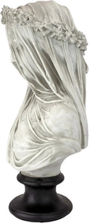 Design Toscano Veiled Maiden Indoor Bust Statue, 9 Inch Wide, 14 Inch Tall, Cast Stone Resin, Antiqued White Finish with a Black Painted Base by GreenHaven Gardens