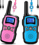 Wishouse Walkie Talkies for Kids Rechargeable Long Range,4 5 6 7 8 Year Old Boy Girl Birthday Gift,Camping Games Cool Toys Ideas for Children with 6000mAh Batteries,Flashlight,Lanyard,2 Pack Pink Blue by TinyTreasures Baby Boutique
