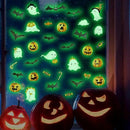 clothmile 3 Sheets Glow in The Dark Halloween Window Clings Luminous Halloween Window Stickers Removable Pumpkin Ghost Bat Wall Decor Glowing Window Clings for Scary Halloween Theme Party Decorations by CozyNest Decor