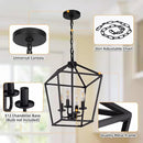 4 Light Chandelier, Industrial Ceiling Light Black Lantern Light Fixtures with Farmhouse Metal Cage Adjustable Height Rustic Geometric Hanging Light E12 Base for Kitchen Island, Entryway, Indoor by CozyNest Decor