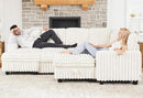 Belffin Oversized Sofa Bed Modular Sectional Sleeper Sofa with Pull Out Bed L Shaped Couch with Storage Chaise White Couch by CozyNest Decor