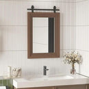ALBAD Farmhouse Wood Framed Wall Mirror, Natural Wood and Framed Wall Mounted Bathroom Vanity Mirror for Farmhouse Decor, Vertical or Horizontal Hanging by CozyNest Decor