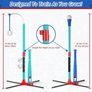 3-in-1 Baseball Set for Kids: Hanging Batting Tee + T Ball Stand Set Auto Ball Launcher for Toddlers & Youth Adjustable Height with 6 Balls 2 Bats Outdoor&Indoor Toys Sports Gifts for 3-12 Years Old by TinyTreasures Baby Boutique