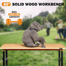Adjustable Height Workbench, 60" Rubber Wood Top Heavy Duty Workstation with Power Outlets, 2000 LBS Load Capacity Hardwood Worktable for Workshop, Garage, Office, Home, Commercial by GreenHaven Gardens
