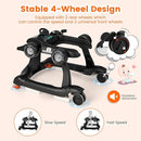 HONEY JOY 4-in-1 Baby Walker, Activity Push Walker w/3 Adjustable Heights, Smooth Wheels w/Adjustable Speed, Padded Seat, Music & Light, Foldable Car Walker for Baby Boys Girls Age 6 Months+ (Black) by TinyTreasures Baby Boutique