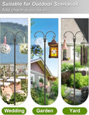 Outdoor Double Shepherds Hook with 5 Prong Base, 76 Inch Adjustable Heavy Duty Two Sided Bird Feeder Pole Stand for Hanging Plant Baskets, Solar Light Lanterns, Hummingbird Feeder, 2 Pack by GreenHaven Gardens