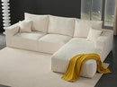 Boneless Sectional Cloud Couch Sofa for Living Room, 112" L-Shaped Modular Modern Lounge Sleeper Beige Couches with Chaise, No Assemble, Cordury Compression Upholstered Sofas by CozyNest Decor