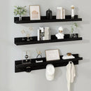 MBYD Floating Shelves for Wall, Nursery Floating Bookshelf for Kids Room, Black Wall Mount Book Shelves with Hooks for Living Room Bedroom Bathroom, 36 Inch Picture Ledge Kitchen Spice Rack Set of 3 by CozyNest Decor