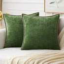 MIULEE Pack of 2 Christmas Pillow Covers 24x24 Inch Moss Green Farmhouse Decorative Throw Pillow Covers with Stitched Edge Soft Chenille Solid Dyed Couch Pillow Covers for Sofa Bed Living Room by CozyNest Decor