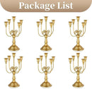 Sziqiqi Candelabra Candle Holder Gold Set of 6-5-arm Metal Candlestick Holders for Taper Candles for Centerpieces Table Wedding Christmas Fireplace Decor Birthday by CozyNest Decor