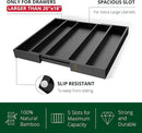 ROYAL CRAFT WOOD Luxury Bamboo Kitchen Drawer Organizer - Silverware Organizer - Utensil Holder and Cutlery Tray with Grooved Drawer Dividers for Flatware and Kitchen Utensils (5 Slot, Black) by CozyNest Decor