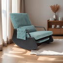 Rocking Chair for Nursery, Modern Upholstered Plush Seating Glider Recliner Chair with High Backrest and Side Pocket, Accent Armchair with Cushions for Living Room/Reading (Cyan Blue) by TinyTreasures Baby Boutique