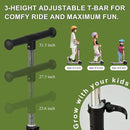 3-Wheel Light-Up Kids Scooter, 20 Different Light Patterns,Three Adjustable Heights,Lean to Steer, Balance Scooter for Ages 3-8 by TinyTreasures Baby Boutique
