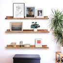 AZSKY Picture Ledge Shelf Wall Ledge Floating Shelves for Photo Frames Kids Book Shelves Wall Mounted Burnt Wall Display Shelf Wooden Frame Ledge 48 Inches Set of 3 Bathroom Organizer Shelves by CozyNest Decor