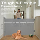 Cumbor 55" Wide Retractable Baby Gates for Doorways, Mom's Choice Award - Mesh Dog Gate for The House, One-Hand Opening Safety Child Gates for Stairs, Pet Puppy Fence Indoor & Outdoor, Gray by TinyTreasures Baby Boutique