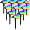 Solar Spot Lights Outdoor Color Changing, [7 Modes/10 Pack] Christmas IP65 Waterproof Landscape Spotlights, Dusk to Dawn Solar Powered Security Light for Patio Gate Walkway Pool Garden Yard Driveway