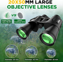 Binoculars with Smart Phone Bracket Adapter, Militar, 20x50, Adults, Bird Watching, High Power Waterproof with Low Light Night Vision for Hunting, Travel, Games, Carrying Case Strap. by TinyTreasures Baby Boutique