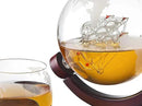 Godinger Whiskey Decanter Globe Set with 4 Etched Glasses for Liquor, Scotch, Bourbon, Vodka, Gifts for Men - 850ml Clear by CozyNest Decor