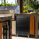 24 Inch Under Counter Dual Drawer Beverage Fridge, Weather Proof Outdoor Beverage Refrigerator for Patio, Stainless Steel Built-in Beverage Cooler for Home & Commercial Use, Black by CozyNest Decor