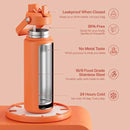 Insulated Water Bottle with Straw Stainless Steel Water Bottle, Leak-Proof, BPA-Free, Double Wall Vacuum Keeps Cold for 24 Hours for Sports, Travel, School (32 oz, Moderate Orange) by CozyNest Decor