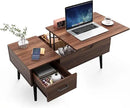 HAIOOU Lift Top Coffee Table with Storage, Mid Century Modern Coffee Tables with Drawer for Living Room,Walnut Rectangular Center Table with Pine Leg Anti-Scratching, Home, Office by CozyNest Decor